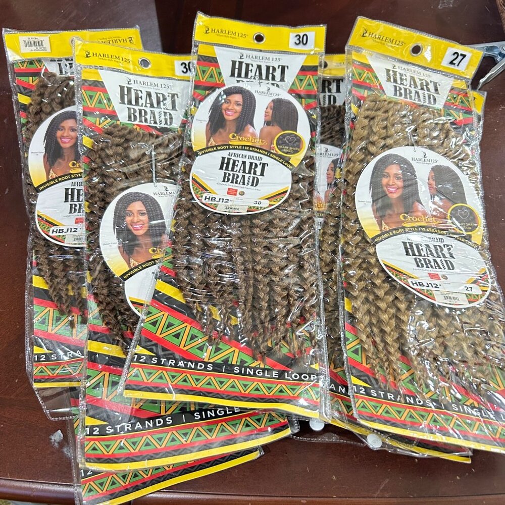 Crochet Braid Hair 7 Packs Kanekalon 12" Heart Braid Hair Extensions
